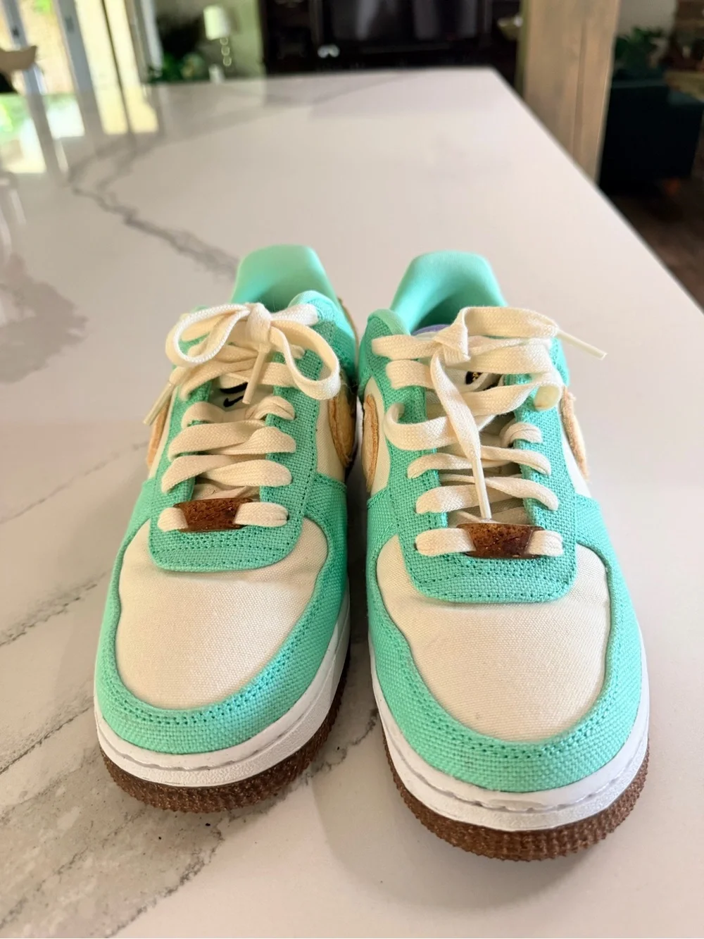 Nike Mint Green and Cream Sneakers - Pineapple leather - vegan